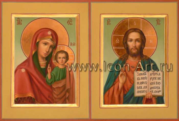 Фото: Венчальная пара с иконой Божией Матери «Казанская»