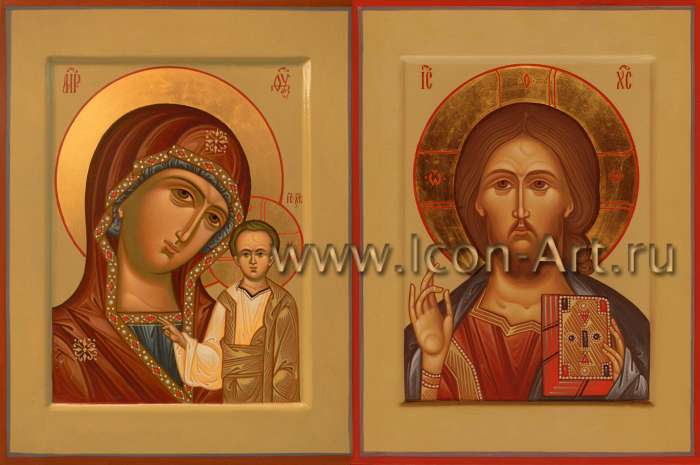 Фото: Венчальная пара с иконой Божией Матери «Казанская»