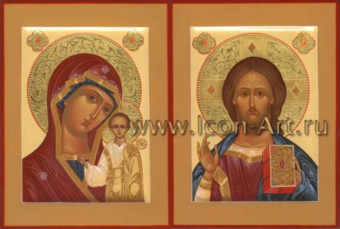 Фото: Венчальная пара с иконой Божией Матери «Казанская»