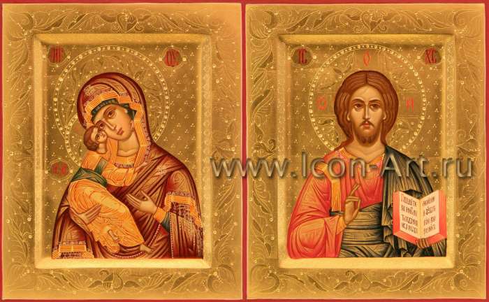 Фото: Венчальная пара с иконой Божией Матери «Владимирская»