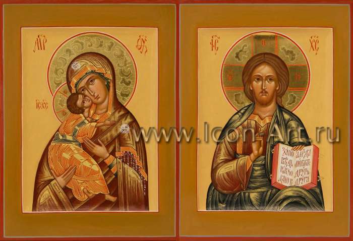 Фото: Венчальная пара с иконой Божией Матери «Владимирская»