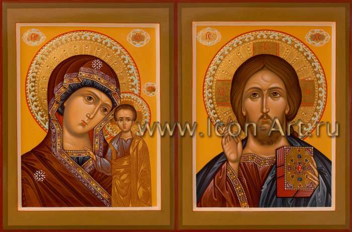 Фото: Венчальная пара с иконой Божией Матери «Казанская»