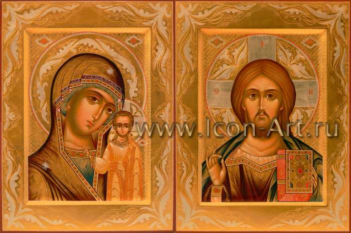 Фото: Венчальная пара с иконой Божией Матери «Казанская»