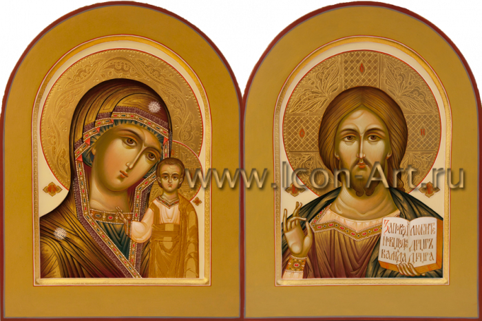 Фото: Венчальная пара с иконой Божией Матери «Казанская»