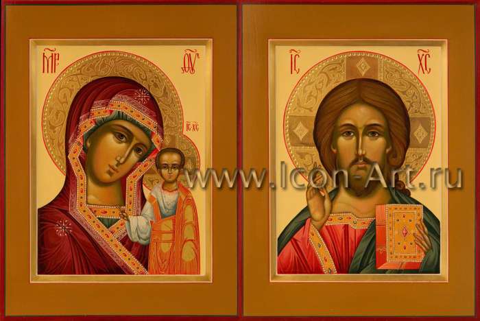 Фото: Венчальная пара с иконой Божией Матери «Казанская»