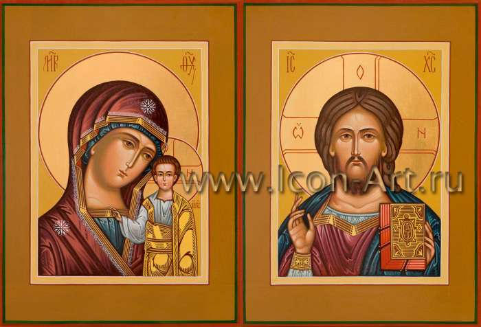 Фото: Венчальная пара с иконой Божией Матери «Казанская»