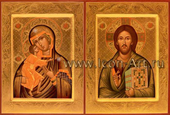 Фото: Венчальная пара с иконой Божией Матери «Феодоровская»