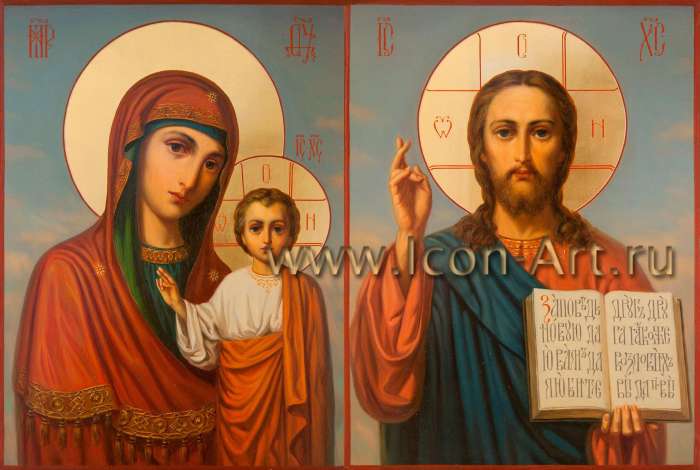 Фото: Венчальная пара с иконой Божией Матери «Казанская»