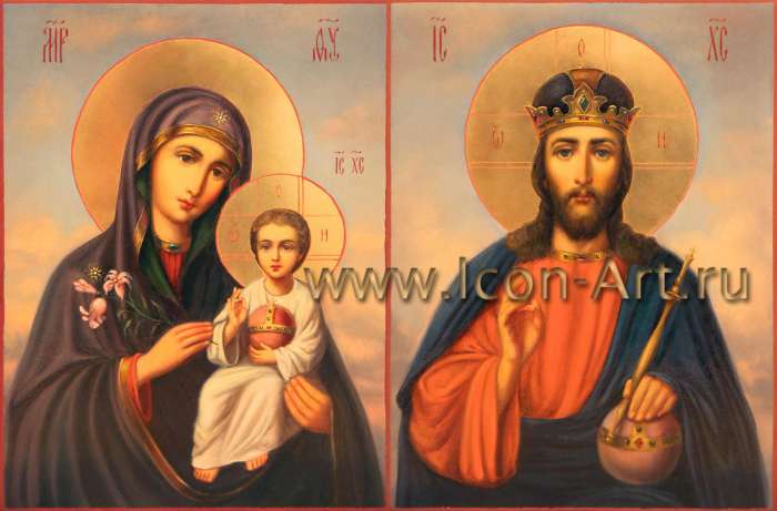 Фото: Венчальная пара с иконой Божией Матери «Неувядаемый Цвет»