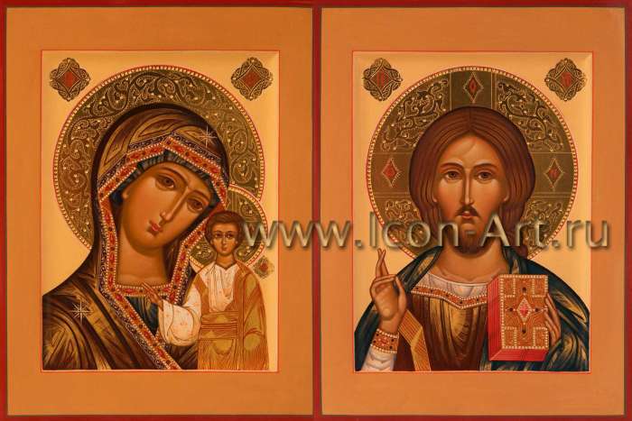 Фото: Венчальная пара с иконой Божией Матери «Казанская»