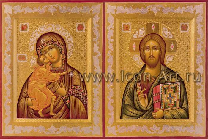 Фото: Венчальная пара с иконой Божией Матери «Феодоровская»