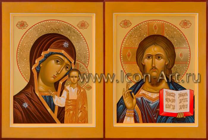 Фото: Венчальная пара с иконой Божией Матери «Казанская»