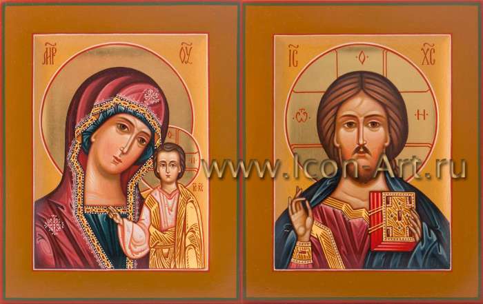 Фото: Венчальная пара с иконой Божией Матери «Казанская»