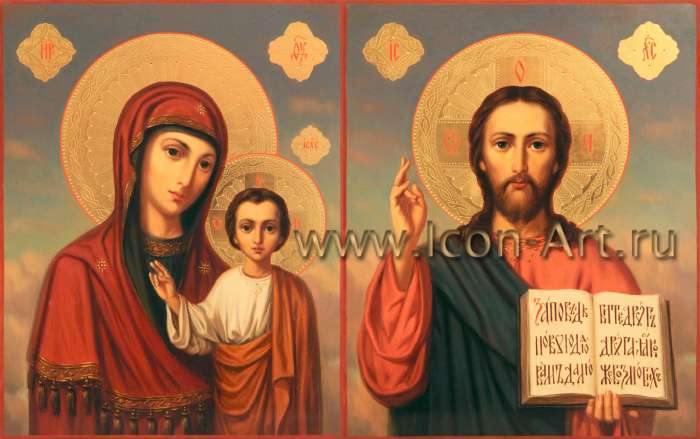 Фото: Венчальная пара с иконой Божией Матери «Казанская»