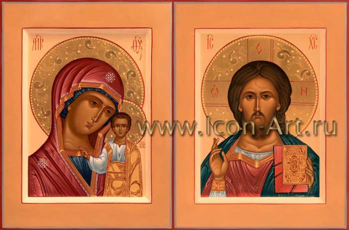 Фото: Венчальная пара с иконой Божией Матери «Казанская»