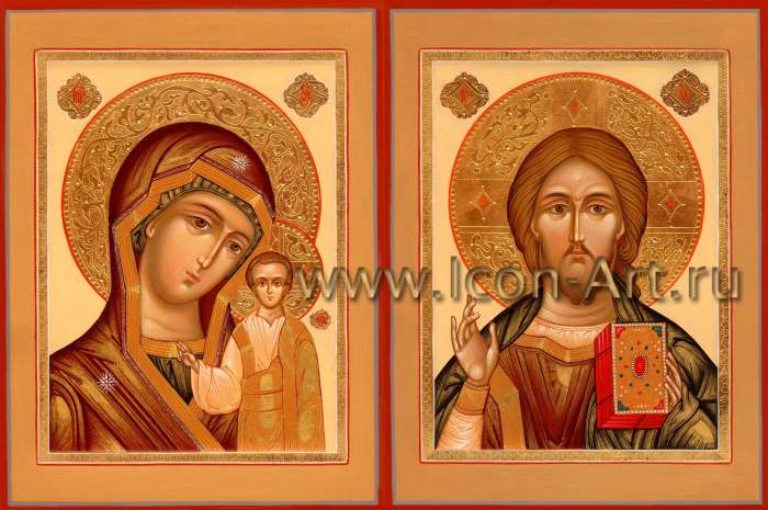 Фото: Венчальная пара с иконой Божией Матери «Казанская»