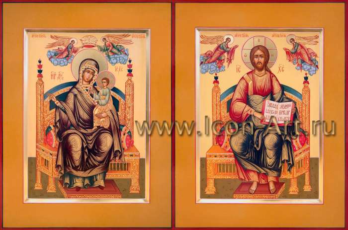 Фото: Венчальная пара с иконой Божией Матери «Домостроительница»