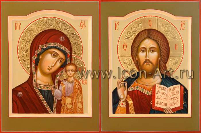 Фото: Венчальная пара с иконой Божией Матери «Казанская»