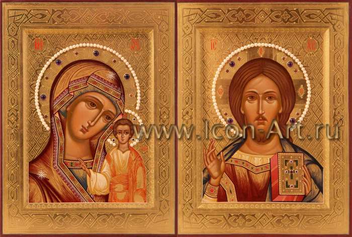 Фото: Венчальная пара с иконой Божией Матери «Казанская»