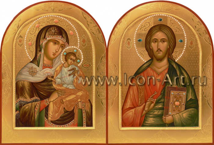 Фото: Венчальная пара с иконой Божией Матери «Голубицкая»