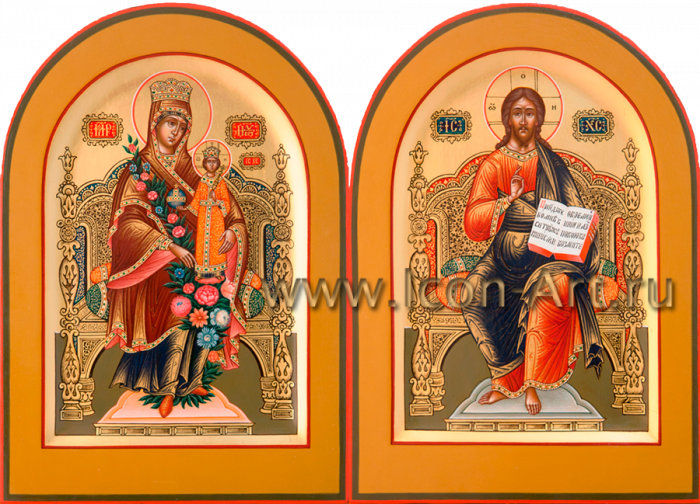 Фото: Венчальная пара с иконой Божией Матери «Неувядаемый Цвет»