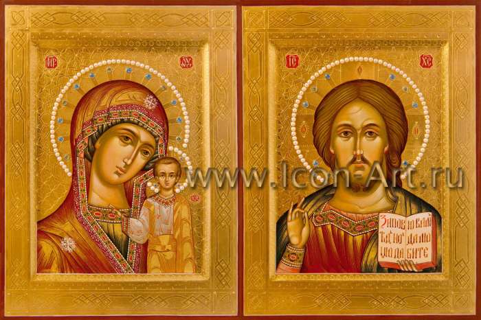 Фото: Венчальная пара с иконой Божией Матери «Казанская»