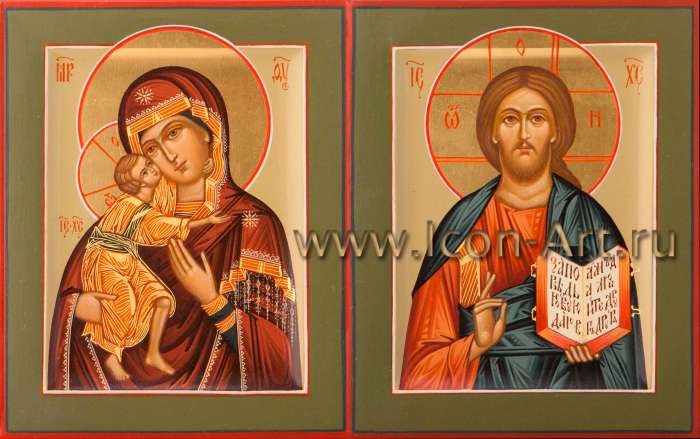 Фото: Венчальная пара с иконой Божией Матери «Феодоровская»