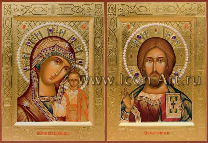 Фото: Венчальная пара с иконой Божией Матери «Казанская»