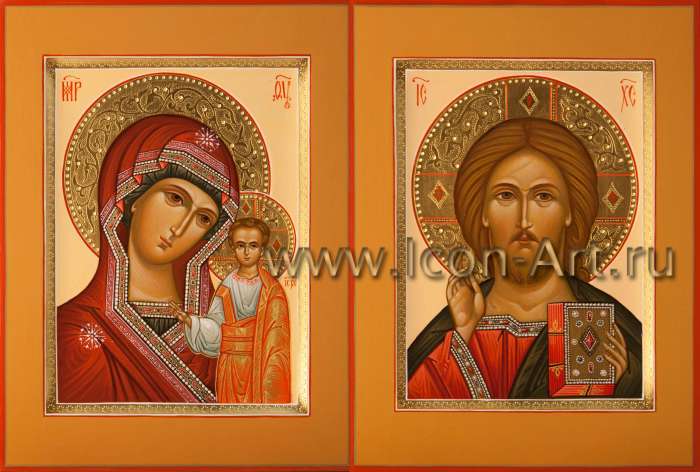 Фото: Венчальная пара с иконой Божией Матери «Казанская»