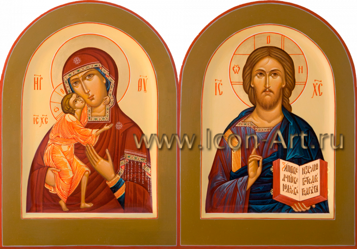 Фото: Венчальная пара с иконой Божией Матери «Феодоровская»