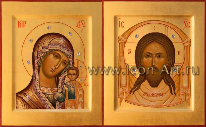 Фото: Венчальная пара с иконой Божией Матери «Казанская»