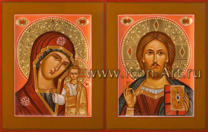 Фото: Венчальная пара с иконой Божией Матери «Казанская»