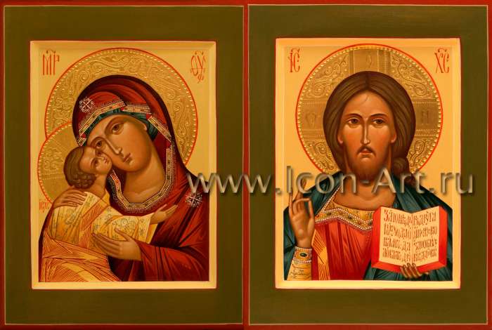 Фото: Венчальная пара с иконой Божией Матери «Игоревская»