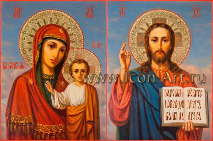 Фото: Венчальная пара с иконой Божией Матери «Казанская»