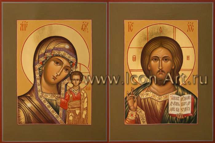 Фото: Венчальная пара с иконой Божией Матери «Казанская»