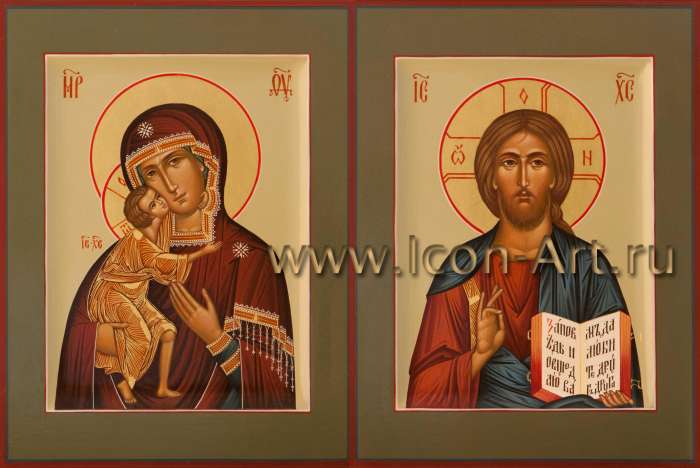 Фото: Венчальная пара с иконой Божией Матери «Феодоровская»