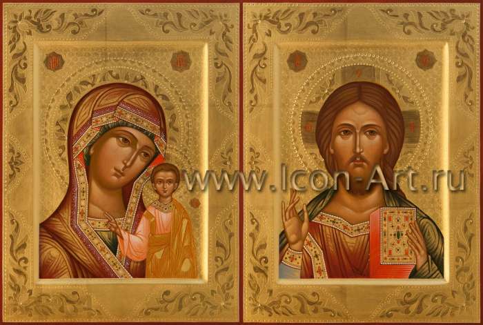 Фото: Венчальная пара с иконой Божией Матери «Казанская»