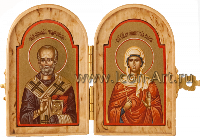 Фото: Складень: святитель Николай и святая мц. Анастасия Римская 