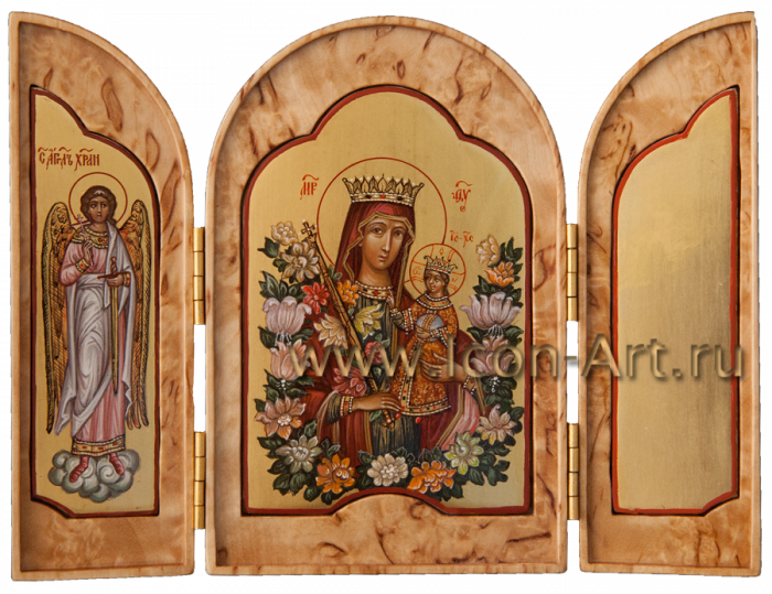 Фото: Складень: Пресвятая Богородица «Неувядаемый Цвет» с Ангелом Хранителем