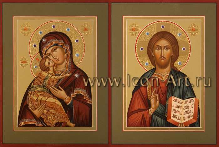 Фото: Венчальная пара с иконой Пресвятой Богородицы «Владимирская»