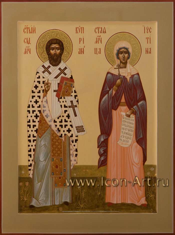 Фото: Святой священномученик Киприан и мученица Иустина