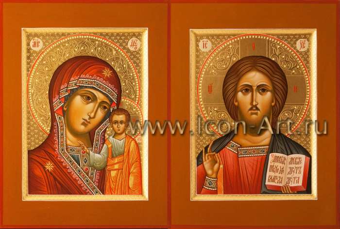 Фото: Венчальная пара с иконой Богородицы «Казанская»