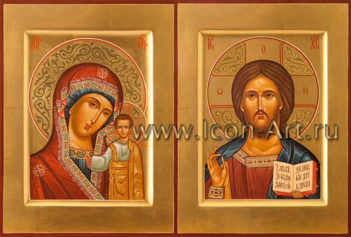 Фото: Венчальная пара с иконой Богородицы «Казанская»