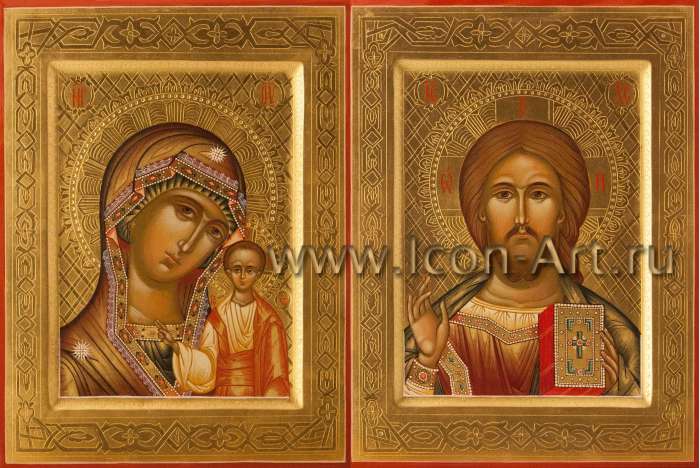 Фото: Венчальная пара с иконой Богородицы «Казанская»