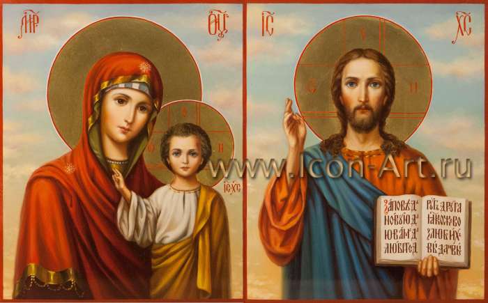 Фото: Венчальная пара с иконой Богородицы «Казанская»