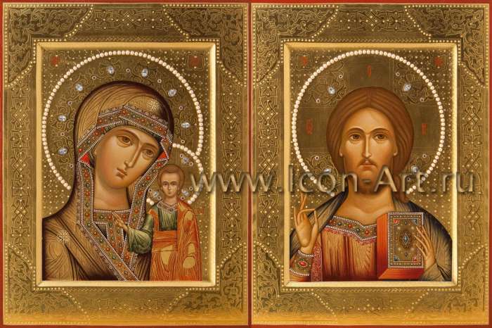 Фото: Венчальная пара с иконой Богородицы «Казанская»