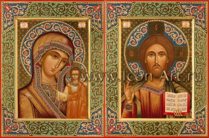 Фото: Венчальная пара с иконой Богородицы «Казанская»