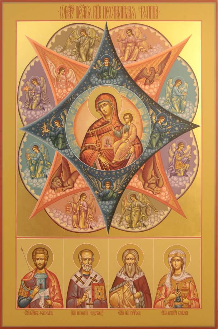 Фото: Пресвятая Богородица «Неопалимая купина» с избранными святыми