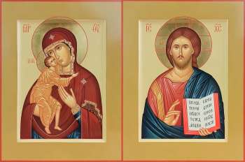 Венчальная пара с Феодоровской иконой Богороидцы