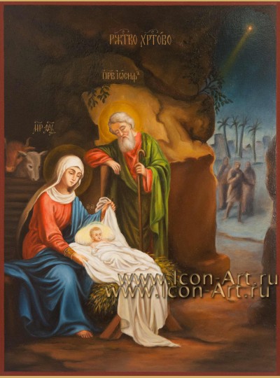 Рукописная Икона Рождества Христова 21*28см